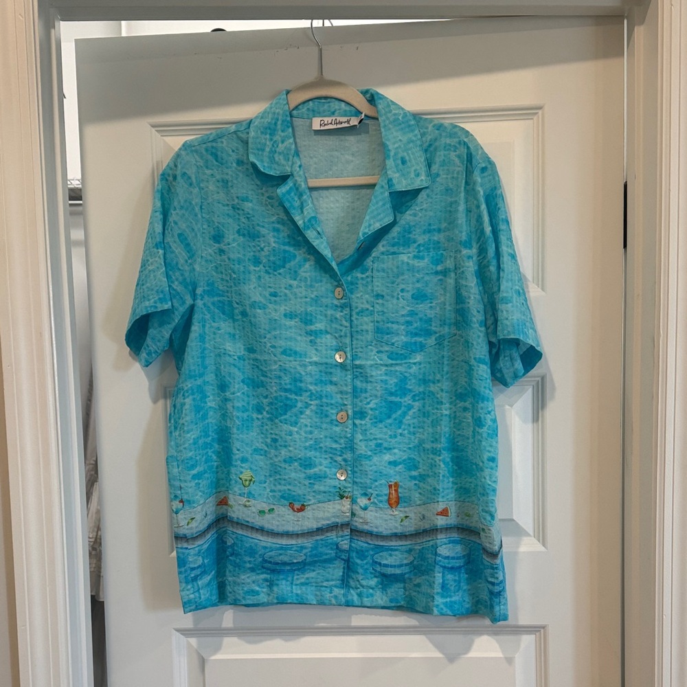 Rachel Antonoff Aqua Button-Up Shirt